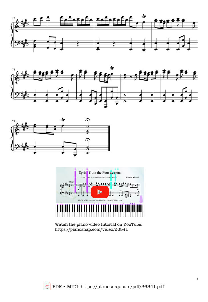 Page 7 of the piano sheet music PDF Piano - Vivaldi
