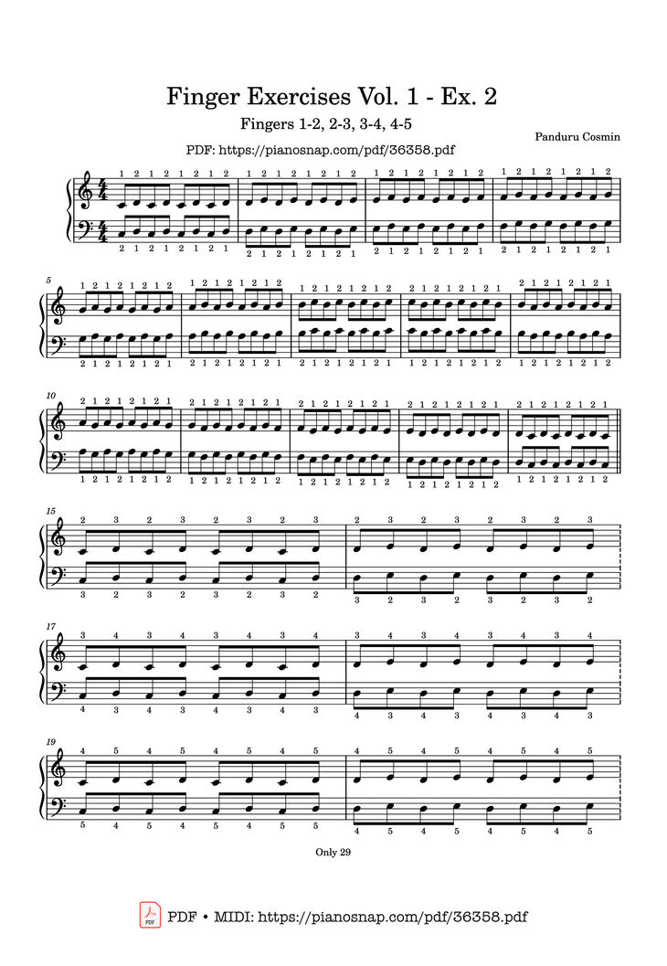 Sheet music preview — Finger Exercises Vol 1 Ex 2 Piano