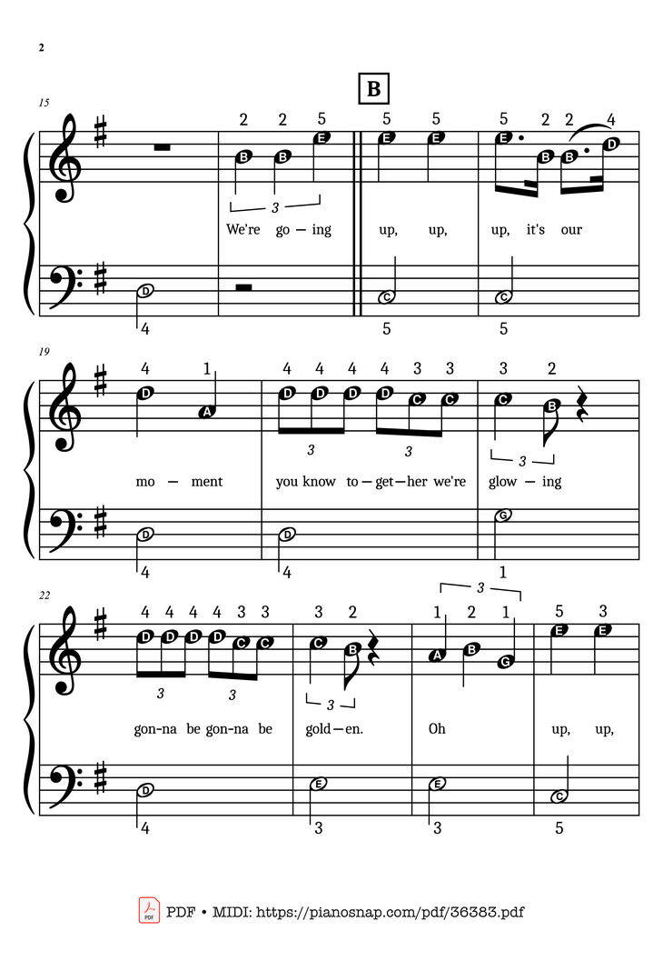 Page 2 of the piano sheet music PDF Piano - Golden (KPop Demon Hunters) Simplified Piano by KPop Demon Hunters