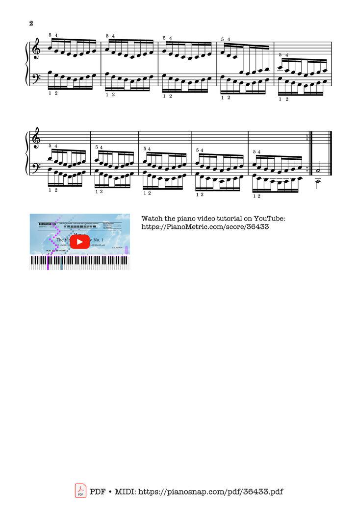 Sheet music - Hanon - The Virtuoso Pianist No. 1 page 2