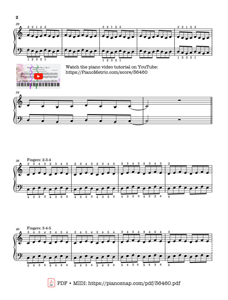 Sheet music - Finger Exercises Vol. 1 - Ex. 3 Piano page 2