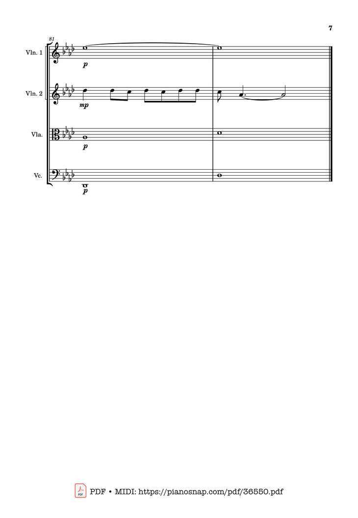 Page 7 of the piano sheet music PDF - Let It Go - string quartet Violin by Walt Disney