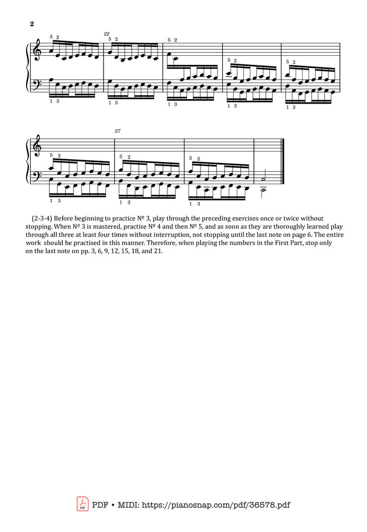 Sheet music - Hanon - The Virtuoso Pianist No. 3 page 2
