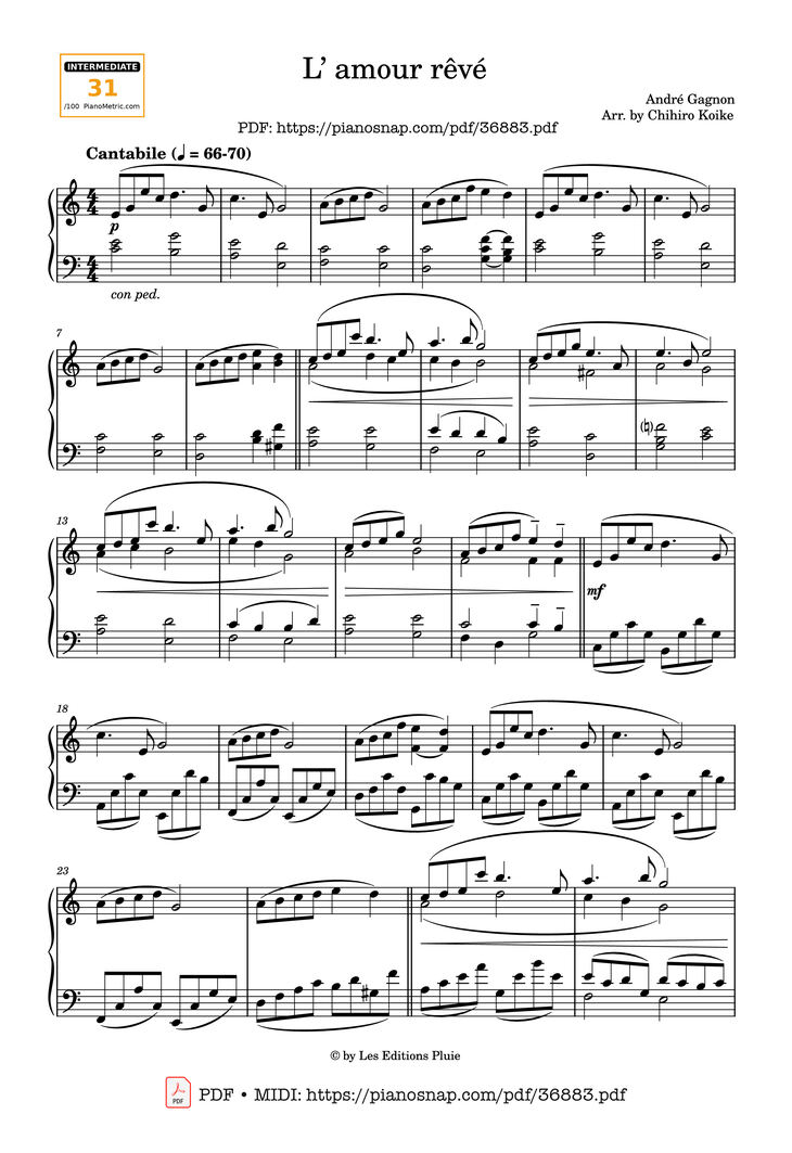 Page 1 of the piano sheet music PDF Piano - L