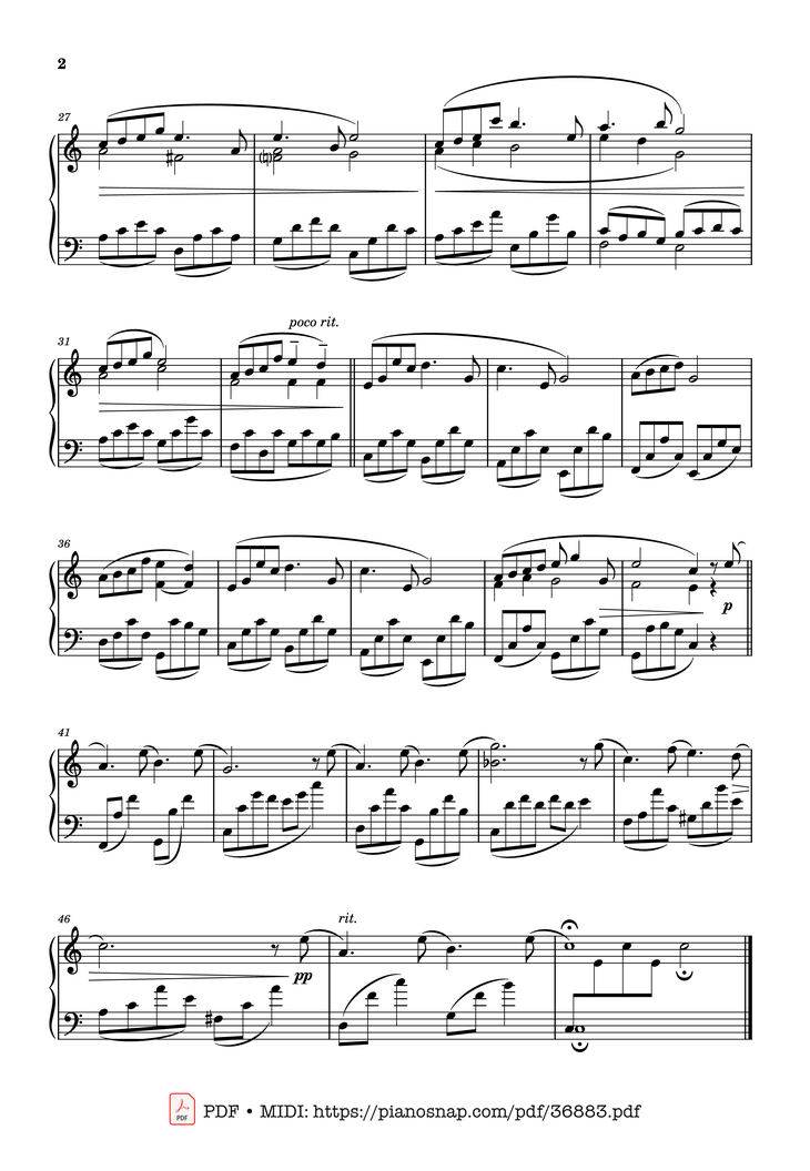 Page 2 of the piano sheet music PDF Piano - L