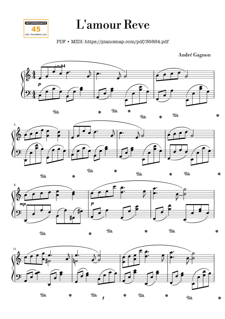 Page 1 of the piano sheet music PDF Piano - L
