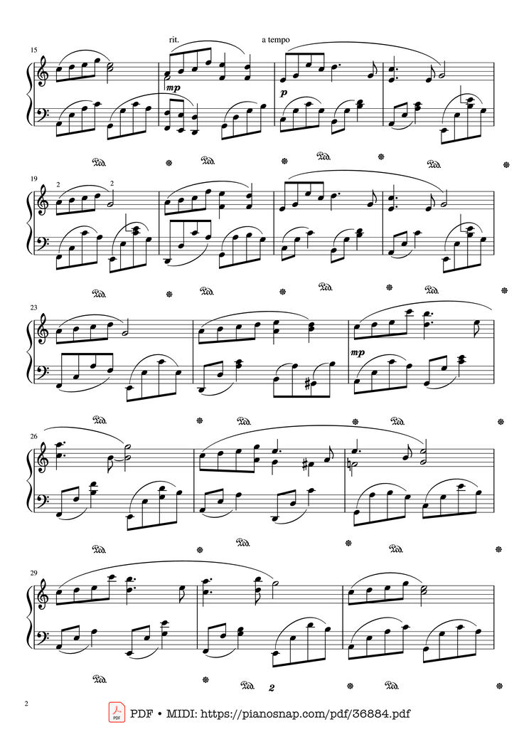 Page 2 of the piano sheet music PDF Piano - L