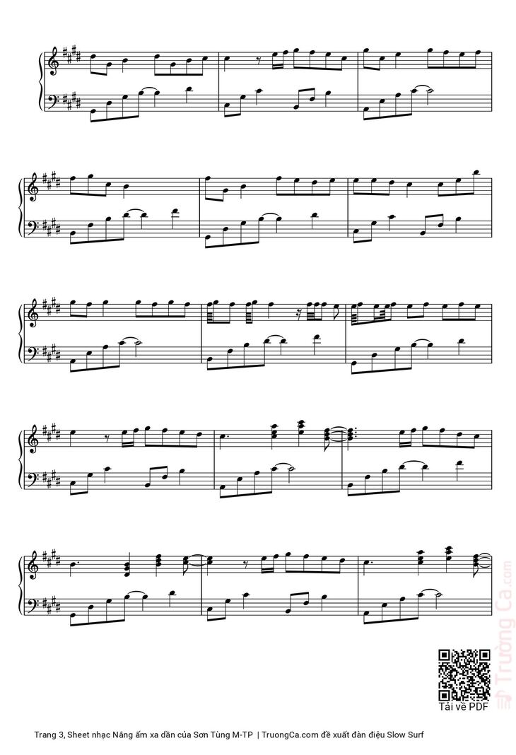 Page 3 of the piano sheet music PDF Piano - Nắng ấm xa dần by Sơn Tùng M-TP