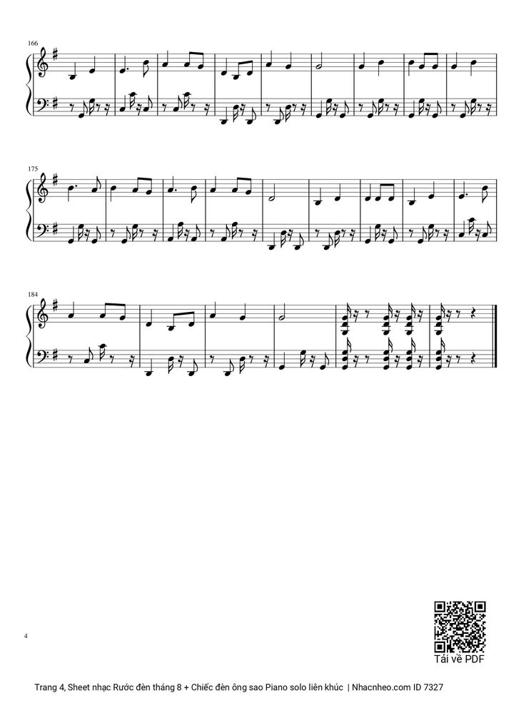 Page 4 of the piano sheet music PDF - Rước đèn tháng 8 + Chiếc đèn ông sao Piano solo liên khúc by Phạm Tuyên