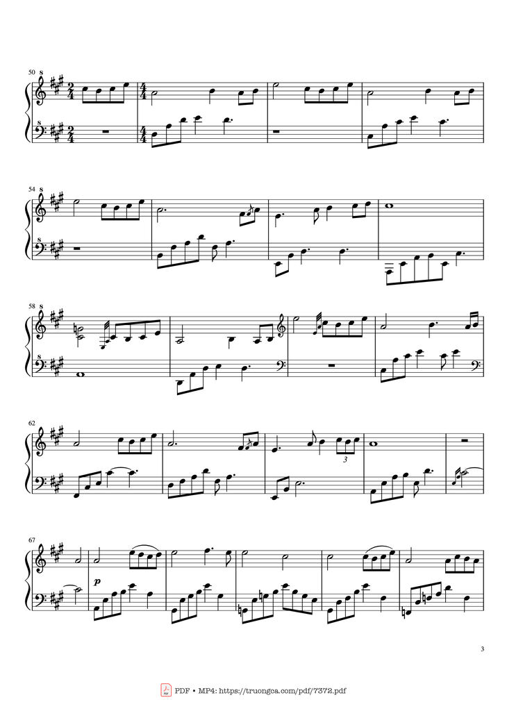 Page 3 of the piano sheet music PDF - Bèo dạt mây trôi Piano cover theo Anh Khang, Quang Thắng by Dân ca Bắc Bộ