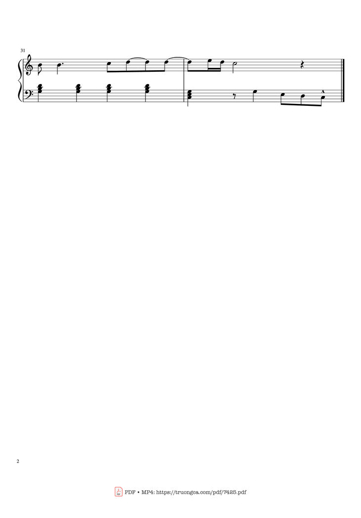 Page 2 of the piano sheet music PDF - Feliz Navidad Piano Easy by Jose Feliciano