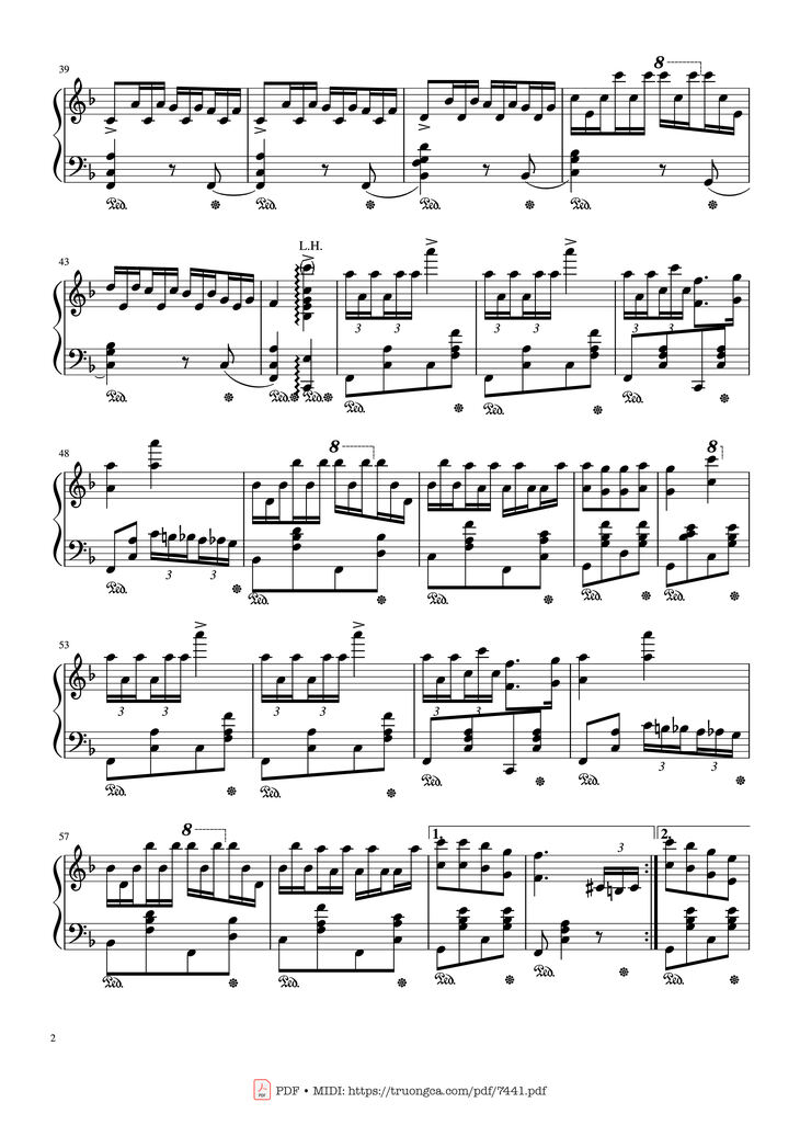 Page 2 of the piano sheet music PDF - Jingle Bells Variations Piano by Nhạc Ngoại