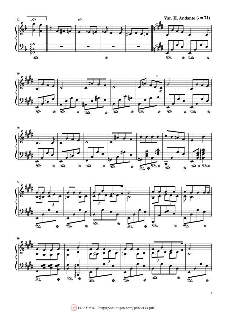 Page 3 of the piano sheet music PDF - Jingle Bells Variations Piano by Nhạc Ngoại
