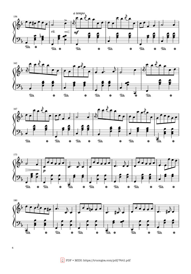 Page 6 of the piano sheet music PDF - Jingle Bells Variations Piano by Nhạc Ngoại