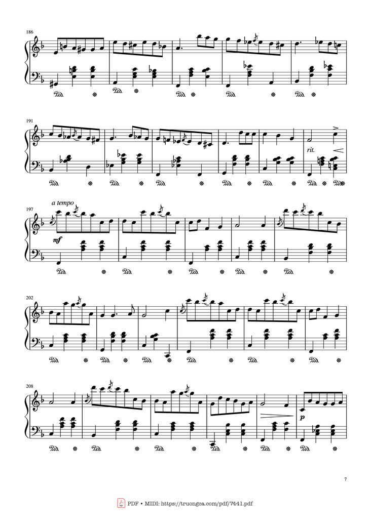Page 7 of the piano sheet music PDF - Jingle Bells Variations Piano by Nhạc Ngoại