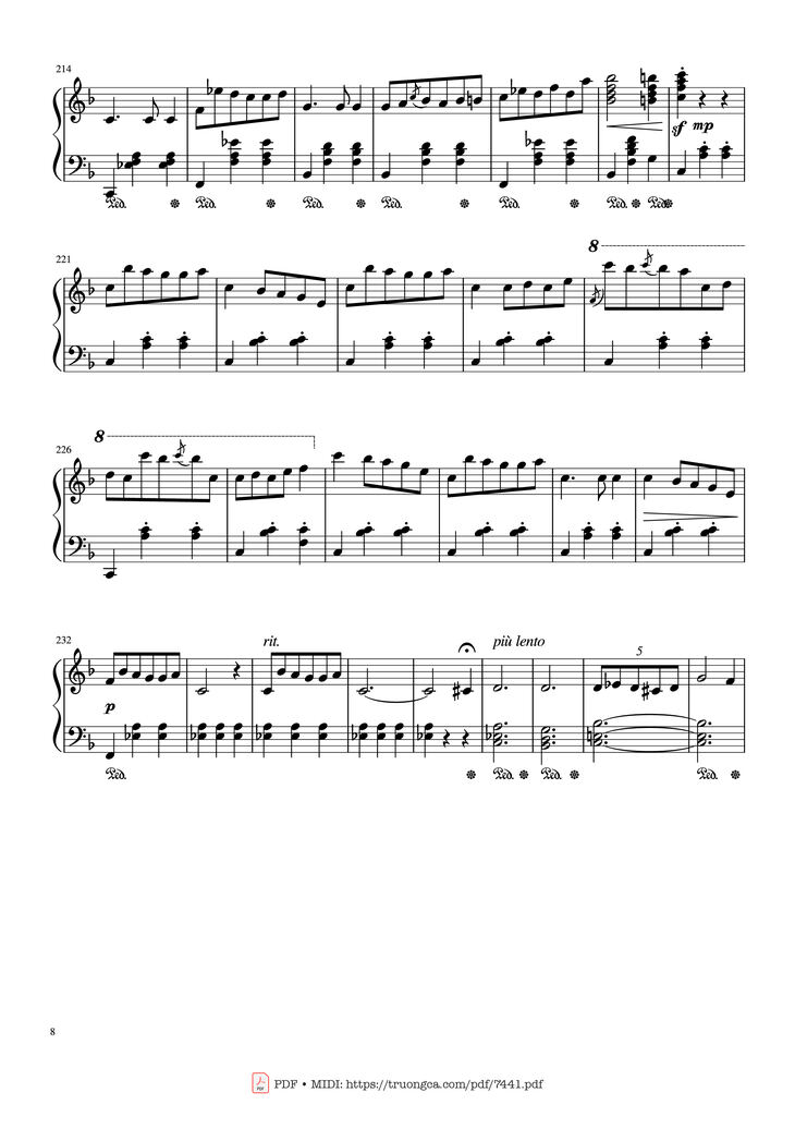 Page 8 of the piano sheet music PDF - Jingle Bells Variations Piano by Nhạc Ngoại