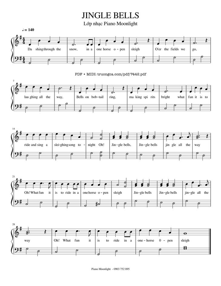 Page 1 of the piano sheet music PDF - Mừng ngày Chúa sinh ra đời Piano (Jingle Bells) by James Pierpont
