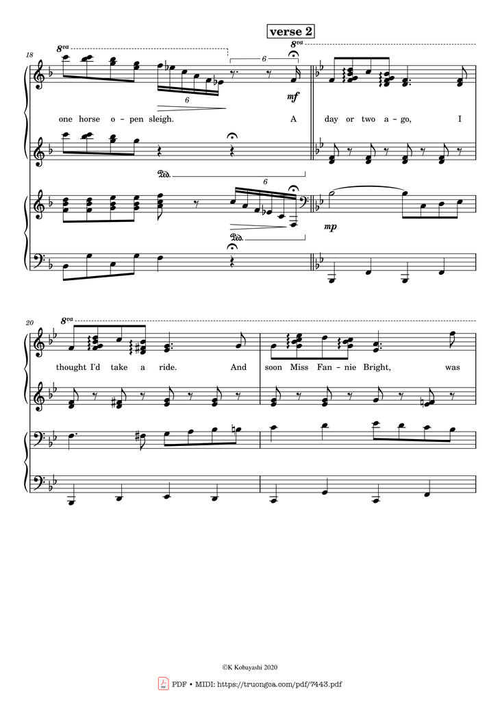 Page 4 of the piano sheet music PDF Piano - Jingle Bells Piano 4 hands by James Pierpont