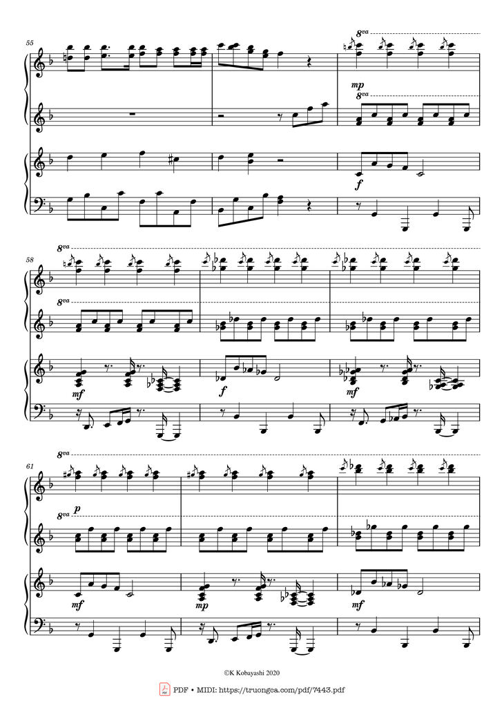 Page 10 of the piano sheet music PDF Piano - Jingle Bells Piano 4 hands by James Pierpont