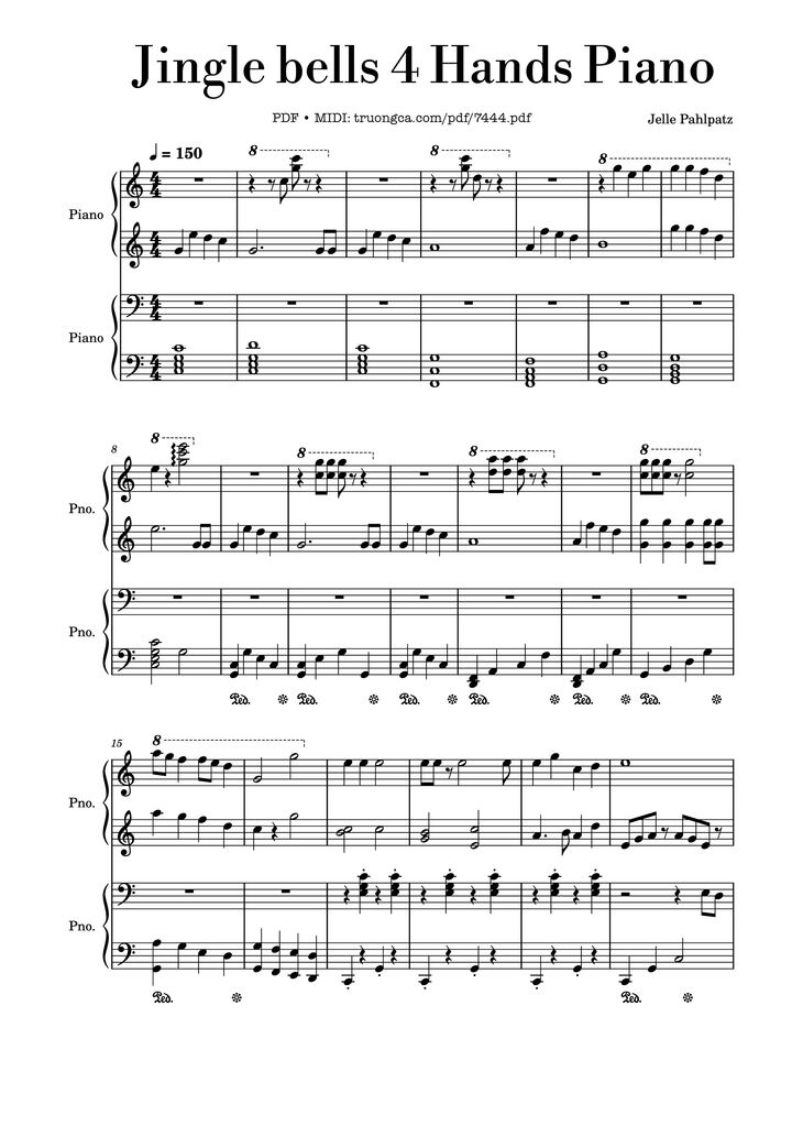 Page 1 of the piano sheet music PDF Piano - Jingle bells piano easy for 2 piano by James Pierpont