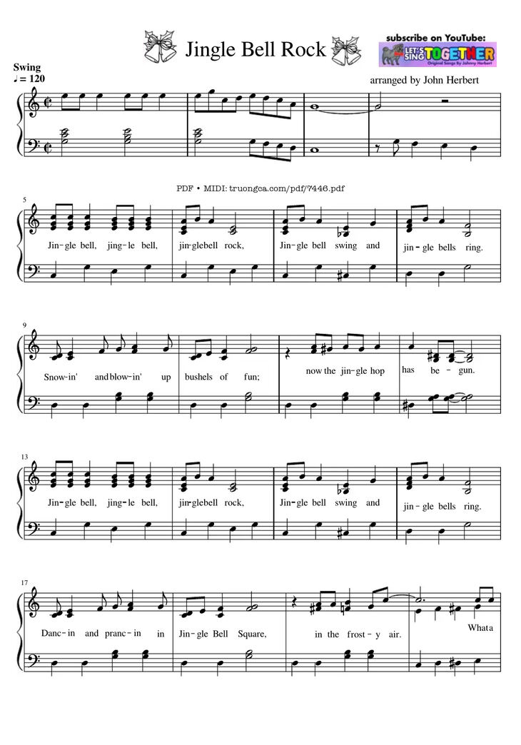 Page 1 of the piano sheet music PDF Piano - Jingle Bell Rock Piano Easy by Joseph Carleton Beal