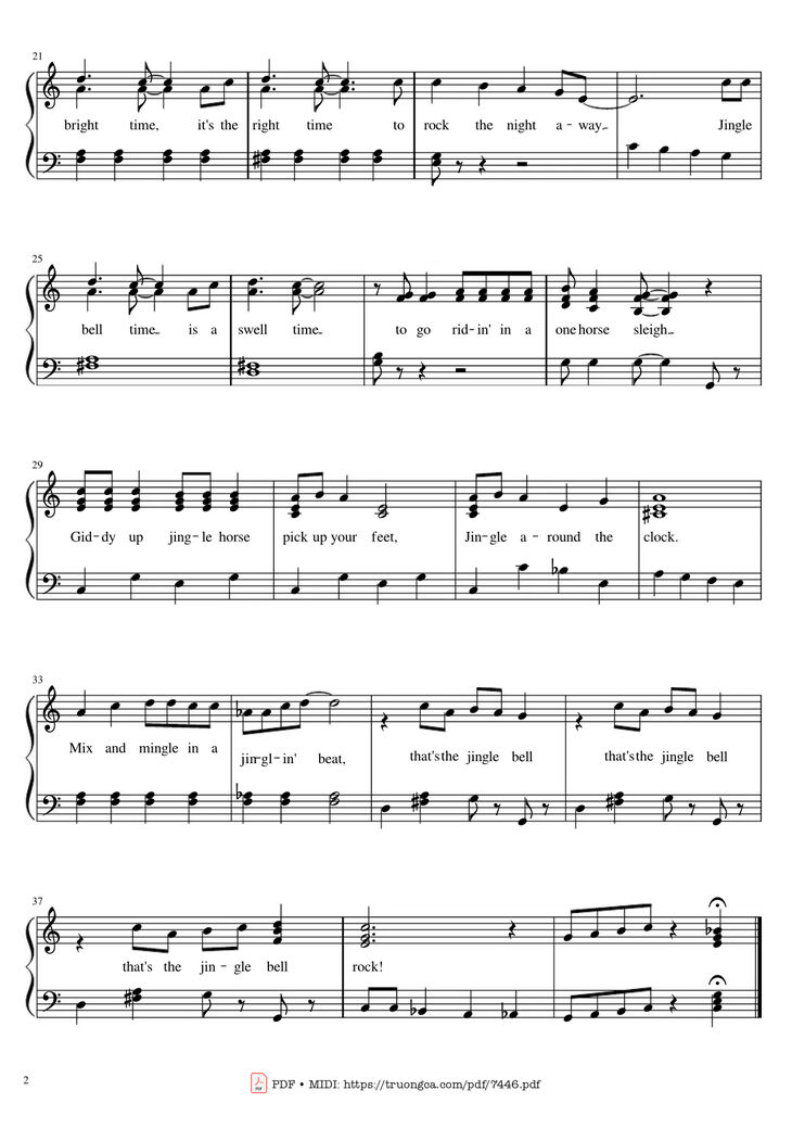 Page 2 of the piano sheet music PDF Piano - Jingle Bell Rock Piano Easy by Joseph Carleton Beal