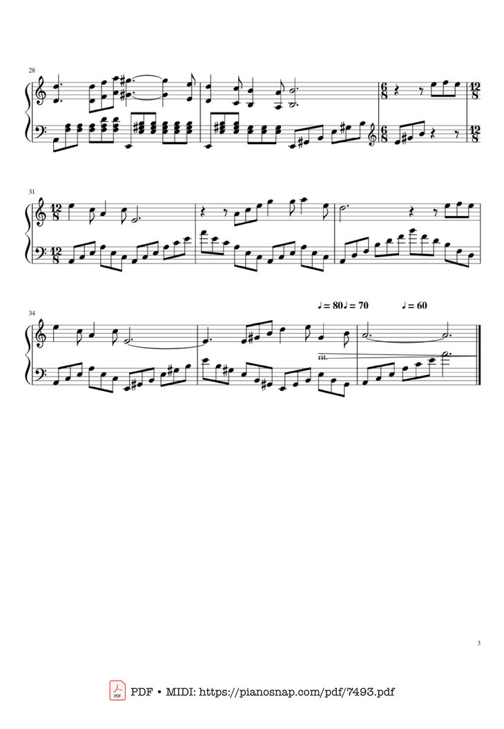 Page 3 of the piano sheet music PDF Piano - Diễm xưa Piano solo by Trịnh Công Sơn