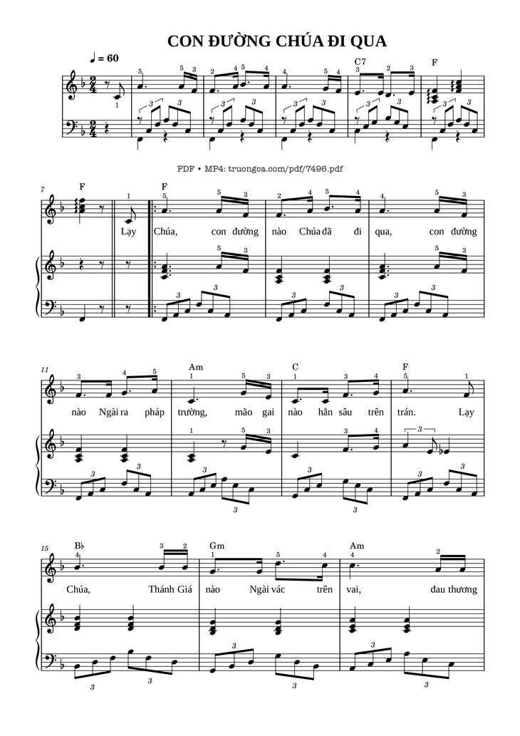 Page 1 of the piano sheet music PDF Piano - Con đường Chúa đã đi qua Piano đệm hát by Lm. Văn Chi