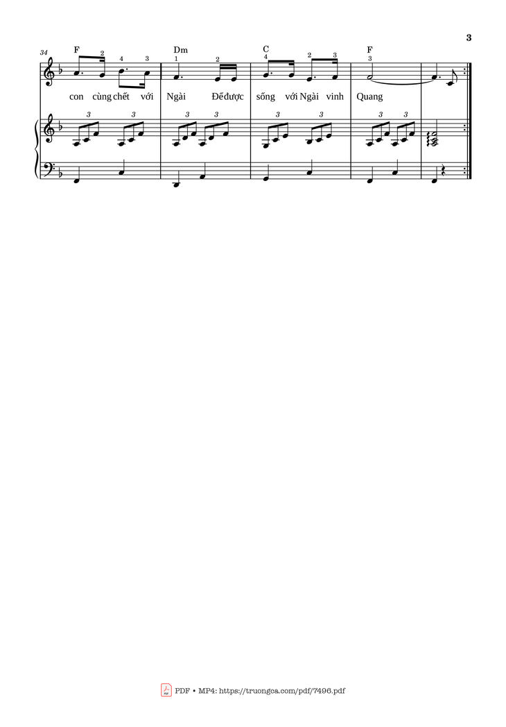 Page 3 of the piano sheet music PDF Piano - Con đường Chúa đã đi qua Piano đệm hát by Lm. Văn Chi