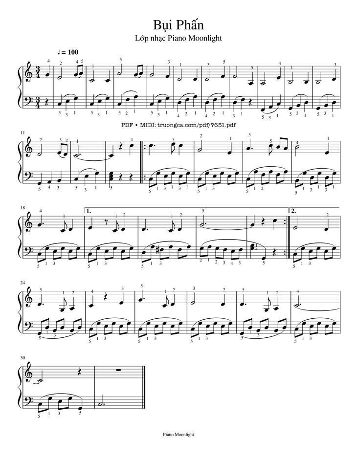 Page 1 of the piano sheet music PDF Piano - Bụi Phấn sheet Piano cover by Vũ Hoàng