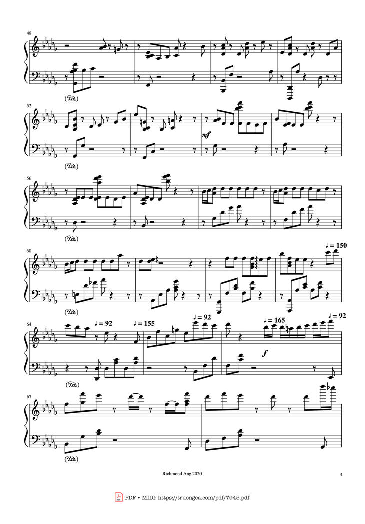 Page 3 of the piano sheet music PDF - The name of life, Inochi No Namae (Joe Hisaishi) by Joe Hisaishi