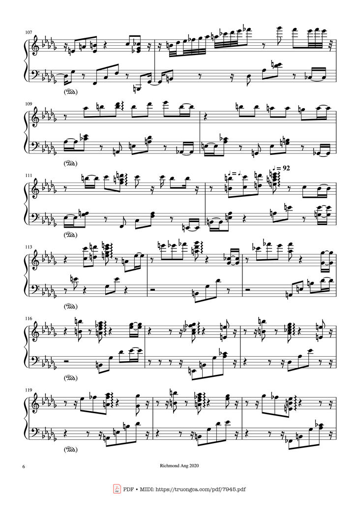 Page 6 of the piano sheet music PDF - The name of life, Inochi No Namae (Joe Hisaishi) by Joe Hisaishi