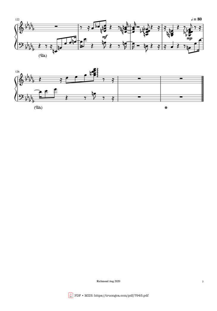 Page 7 of the piano sheet music PDF - The name of life, Inochi No Namae (Joe Hisaishi) by Joe Hisaishi