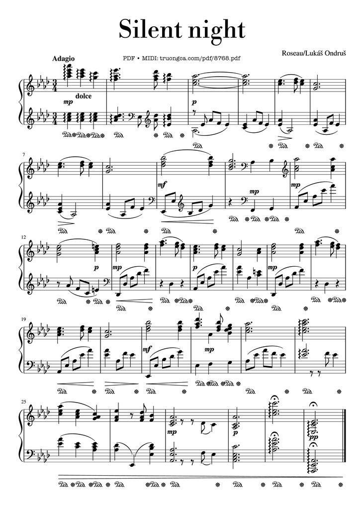 Page 1 of the piano sheet music PDF Piano - Silent night, đêm thánh vô cùng sheet Piano by Franz Xaver Gruber