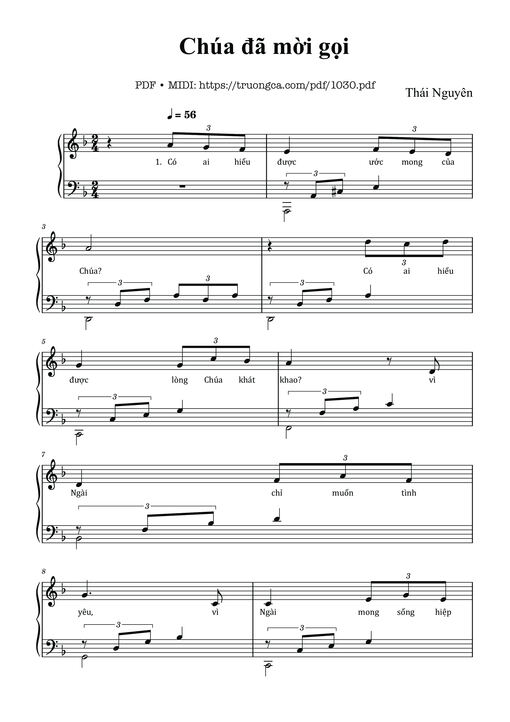 Sheet music preview - Chúa đã mời gọi