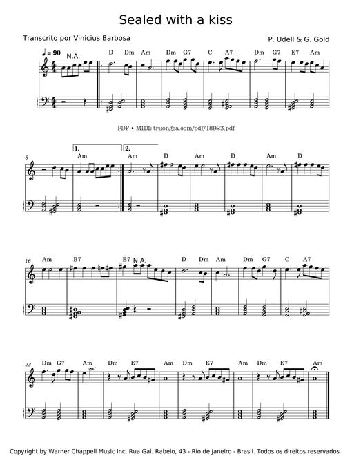 Sealed with a kiss Piano Easy