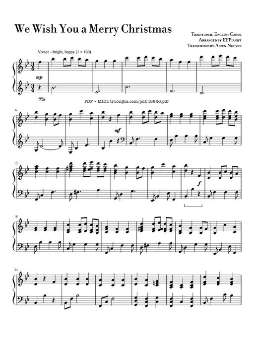 We Wish You a Merry Christmas Piano