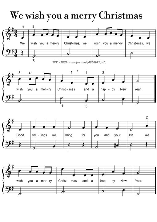 We wish you a merry Christmas Piano EASY