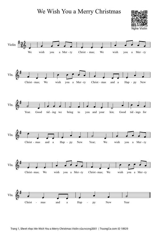 We Wish You a Merry Christmas Violin
