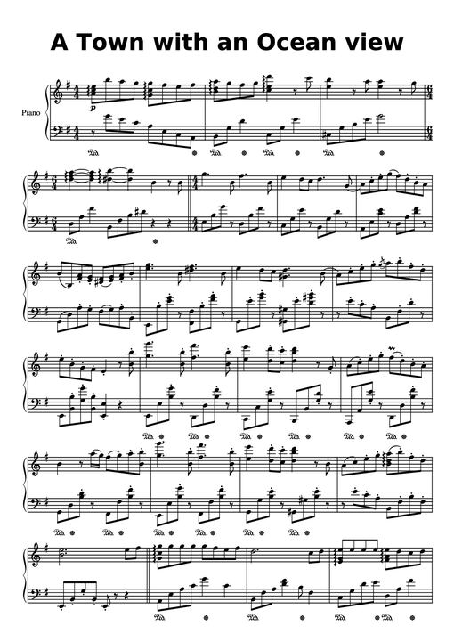 A town with an ocean view Sheet Piano