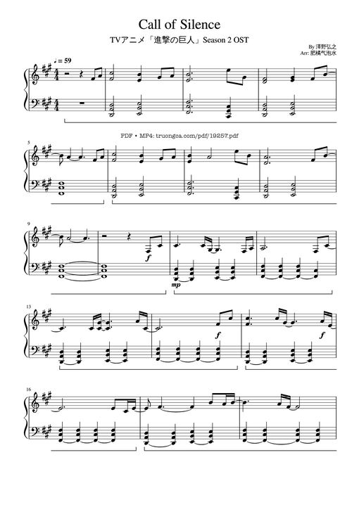Call of silence Sheet Piano