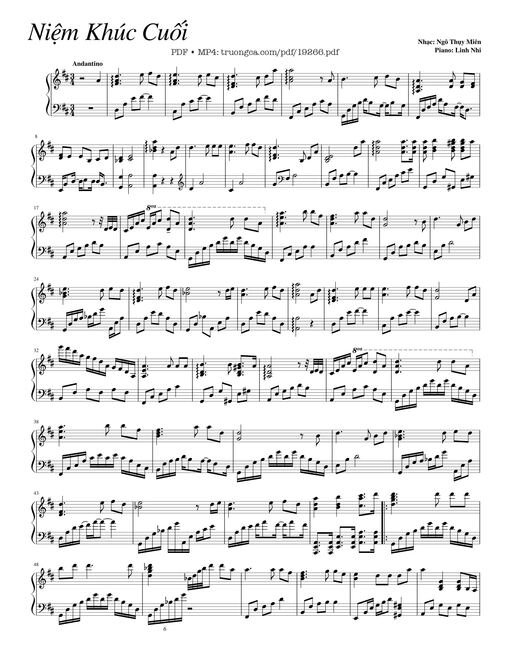 Niệm Khúc Cuối Sheet Piano