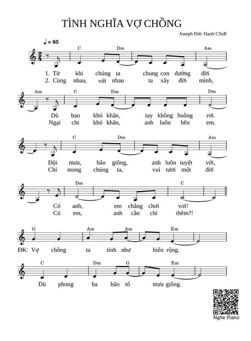 Tình nghĩa vợ chồng Sheet Piano