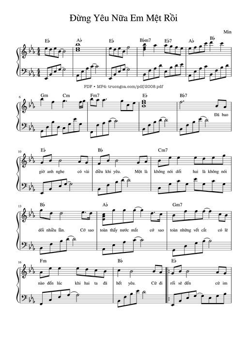 Đừng yêu nữa, em mệt rồi Piano