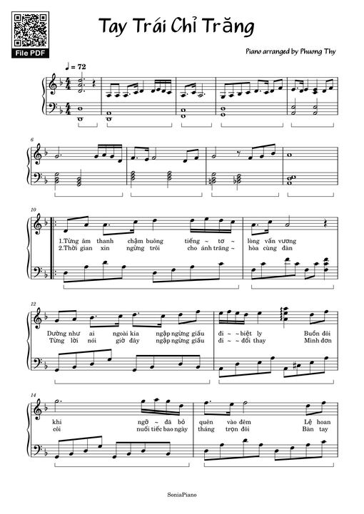 Tay Trái Chỉ Trăng Sheet Piano