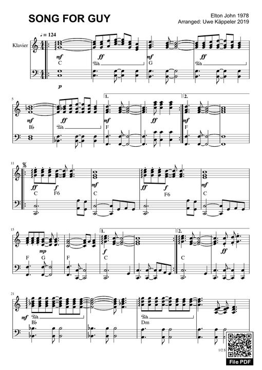 SONG FOR GUY Sheet Piano