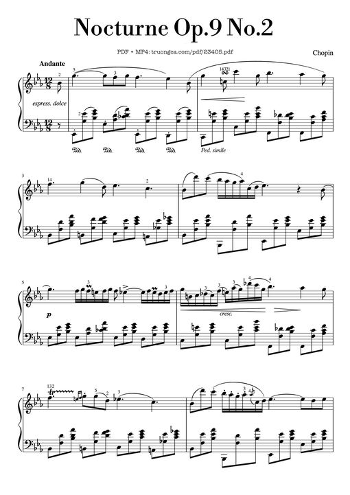 Nocturne Op.9 No.2 Sheet Piano