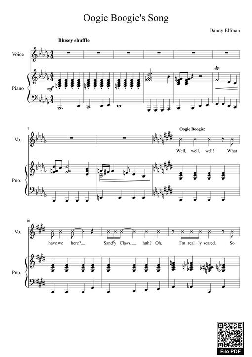 Oogie Boogie's Song Sheet Piano