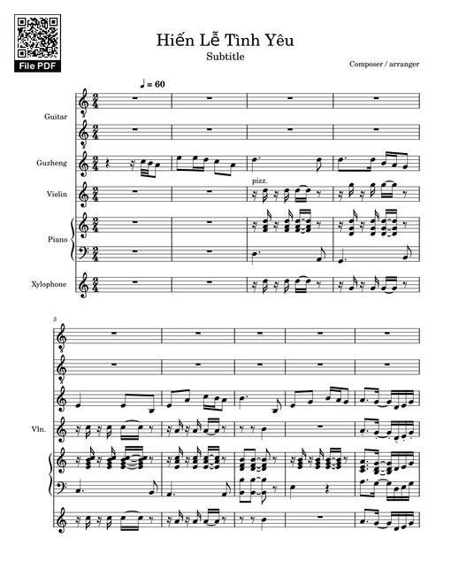 Hiến Lễ Tình Yêu (hợp xướng Guitar, Harp, Violin, Piano, Xylophone)