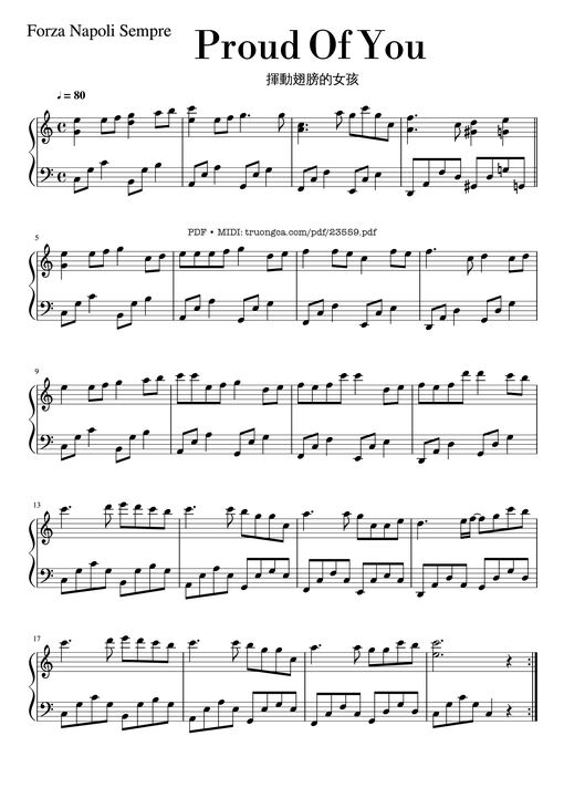 Proud Of You Sheet Piano